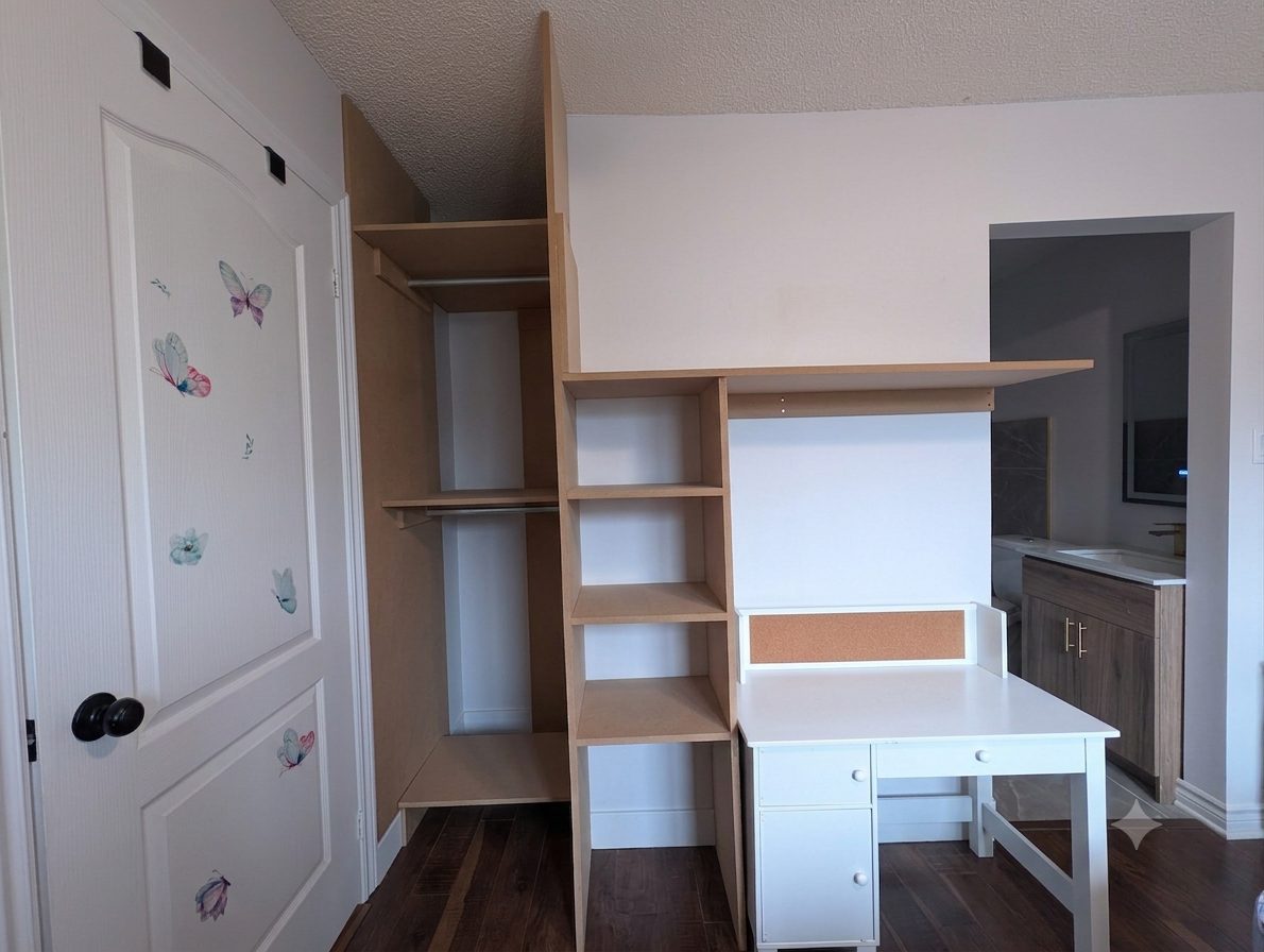 Custom closet and built-in desk combination unit