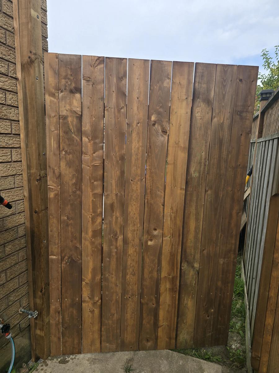 Side-yard double gate before hardware installed